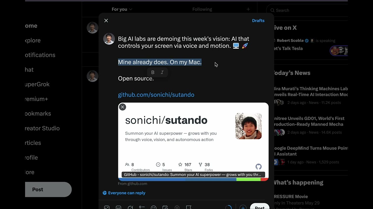 Voice-edit your tweet at the cursor